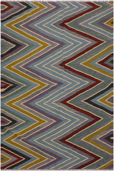 Flat Weave Kilim Antique Navaho Vintage handmade Modern Kilim Grey Red Hand-Woven Rectangle 100% Wool Area Rug 5x7